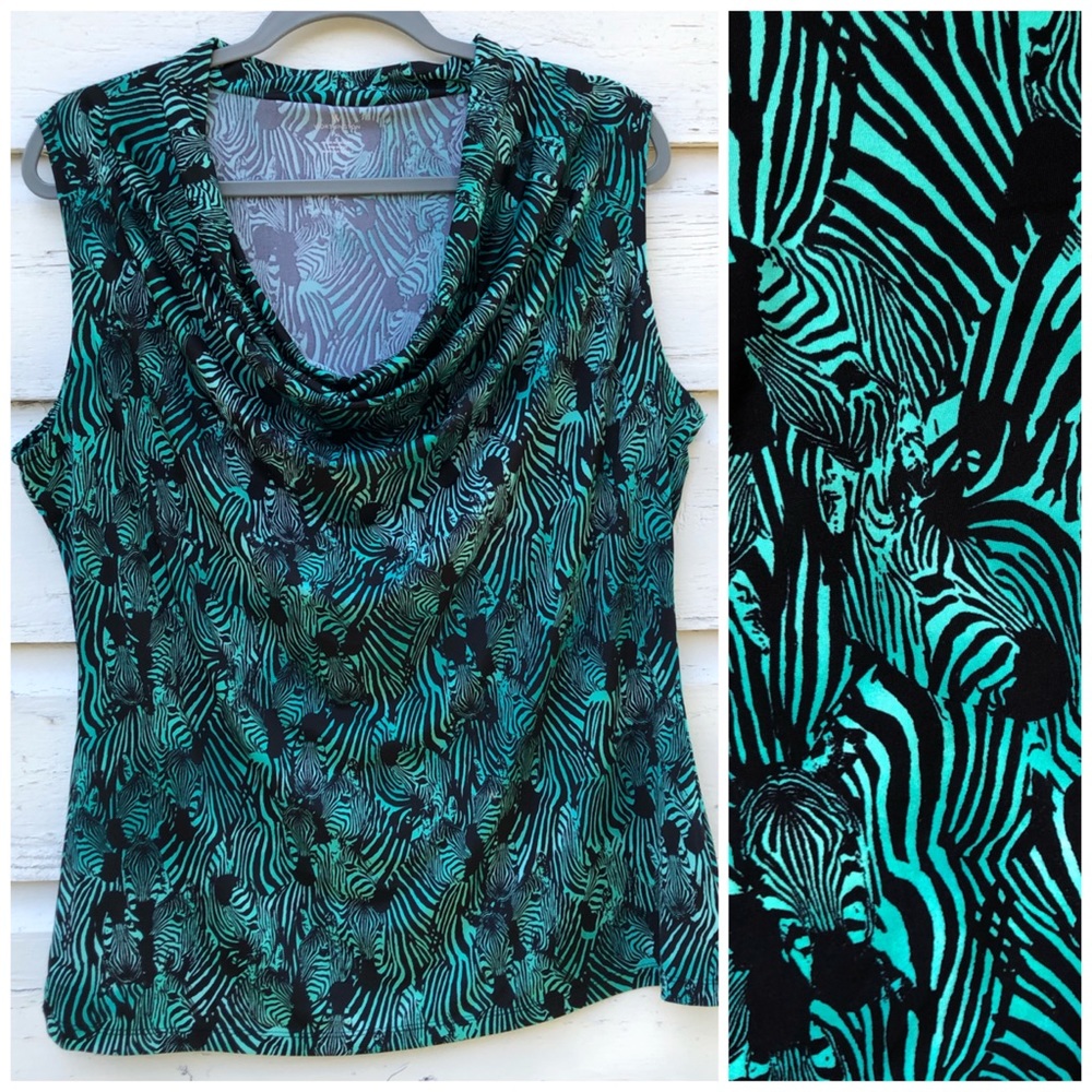 Worthington | zebra print cowl neck sleeveless